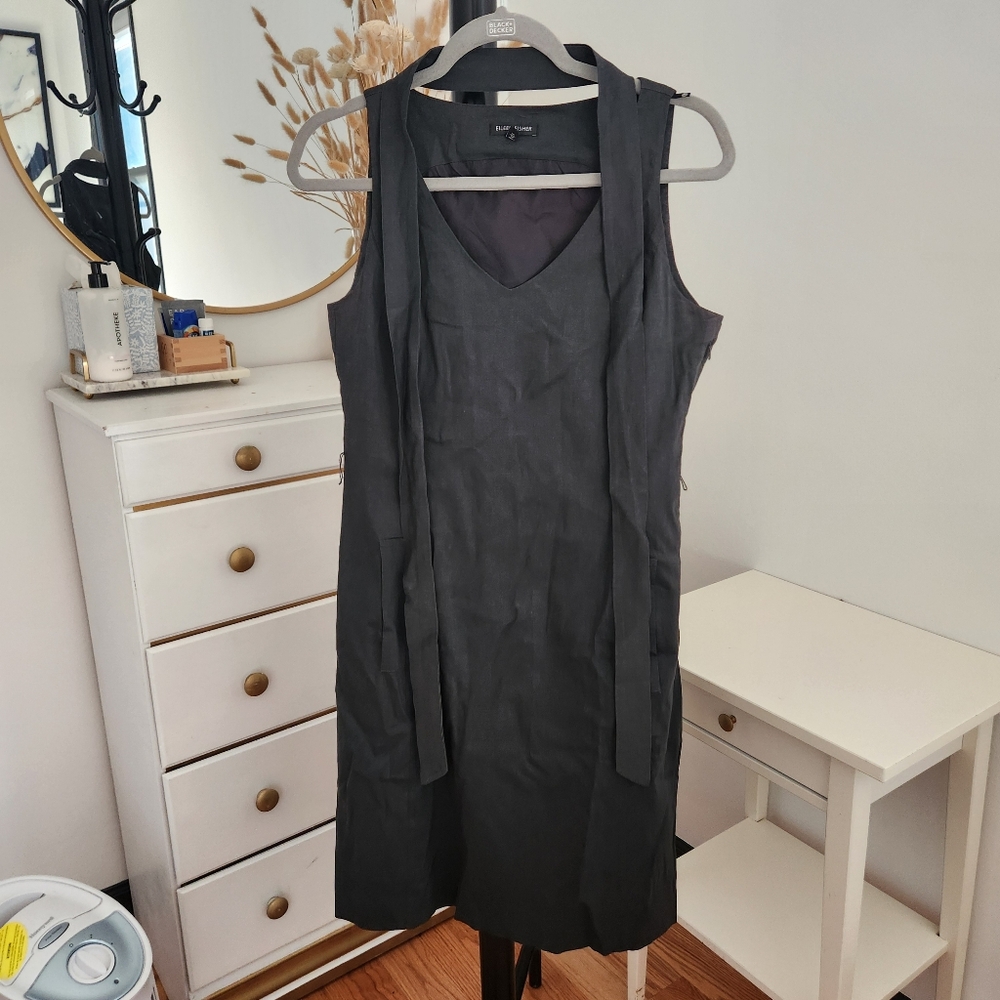 Eileen Fisher | Black Linen Sleeveless Dress, Size 6